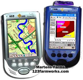 WayPoint 100 running trip navigation, WayPoint 200 running Farm Site Mate for VRA